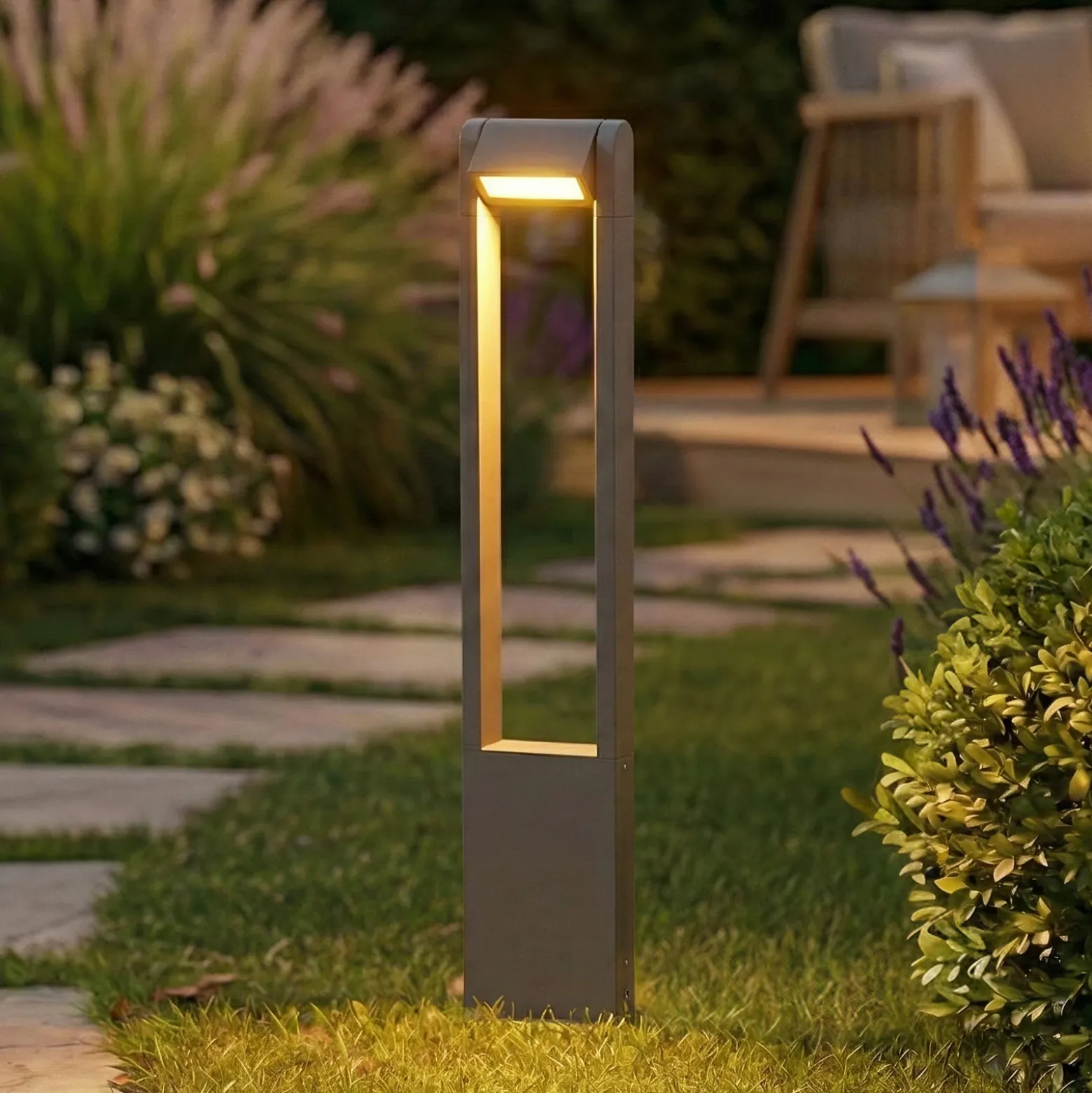 Bolardo luminoso LED Lindby Meloni, antracita, 65 cm, IP65 giratoria