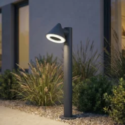 Bolardo luminoso LED Lindby Soran, negro, 60 cm, metal, IP44