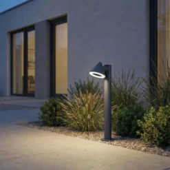 Bolardo luminoso LED Lindby Soran, negro, 60 cm, metal, IP44