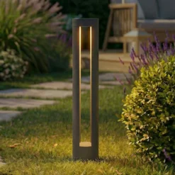 Bolardo luminoso LED Lindby Soriq, antracita, altura 75 cm, IP54