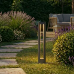 Bolardo luminoso LED Lindby Soriq, antracita, altura 75 cm, IP54