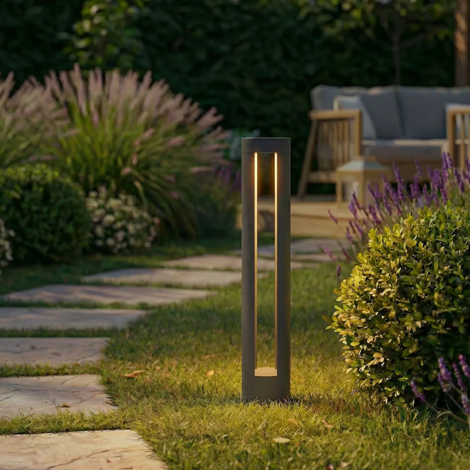Bolardo luminoso LED Lindby Soriq, antracita, altura 75 cm, IP54