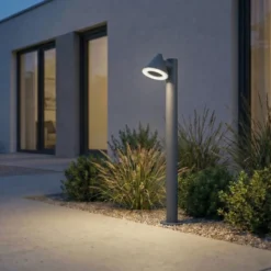 Bolardo luminoso LED Lindby Soran, negro, 100 cm, metal, IP44