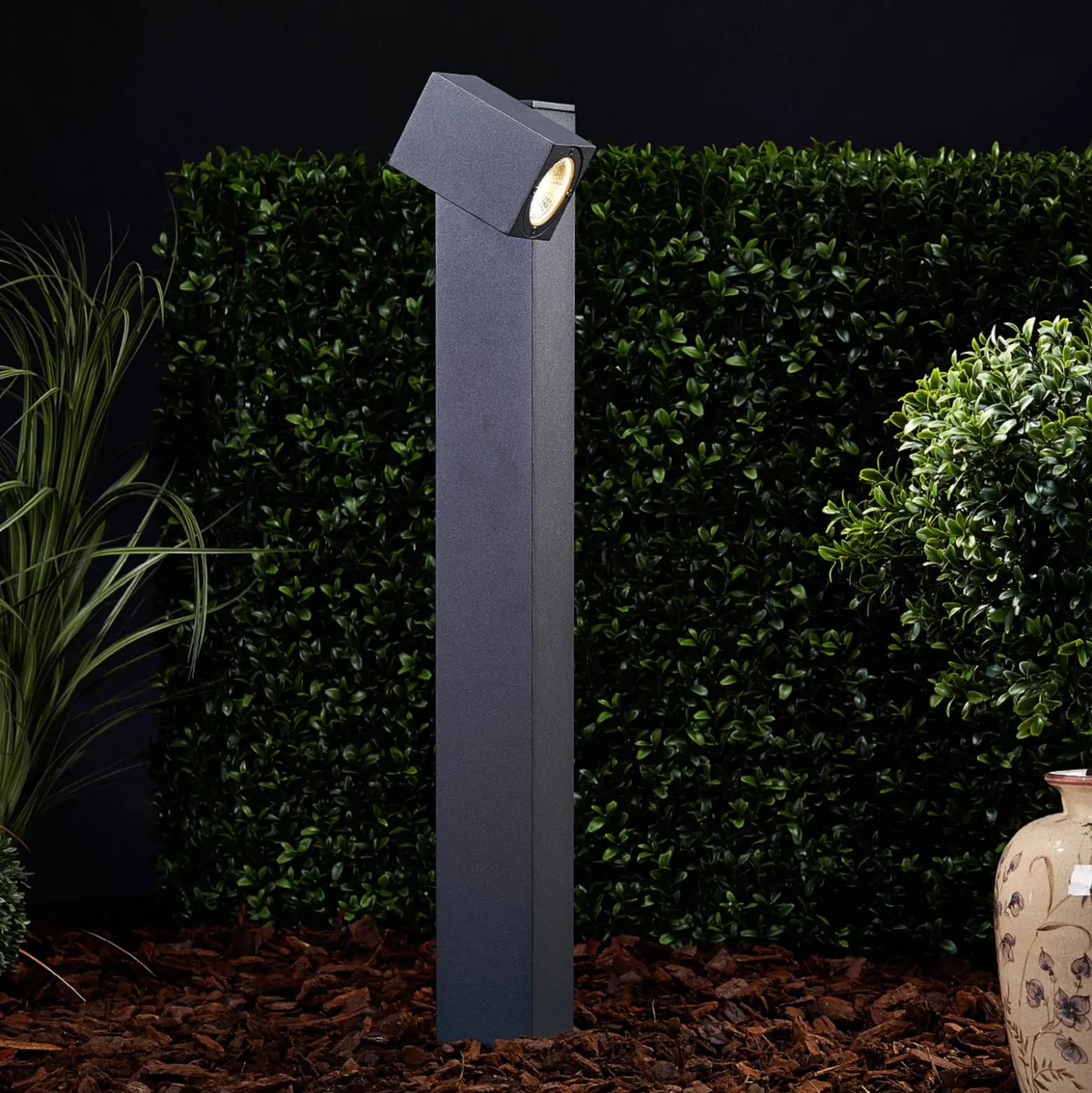 Bolardo luminoso LED Lorik con cabezal flexible, gris