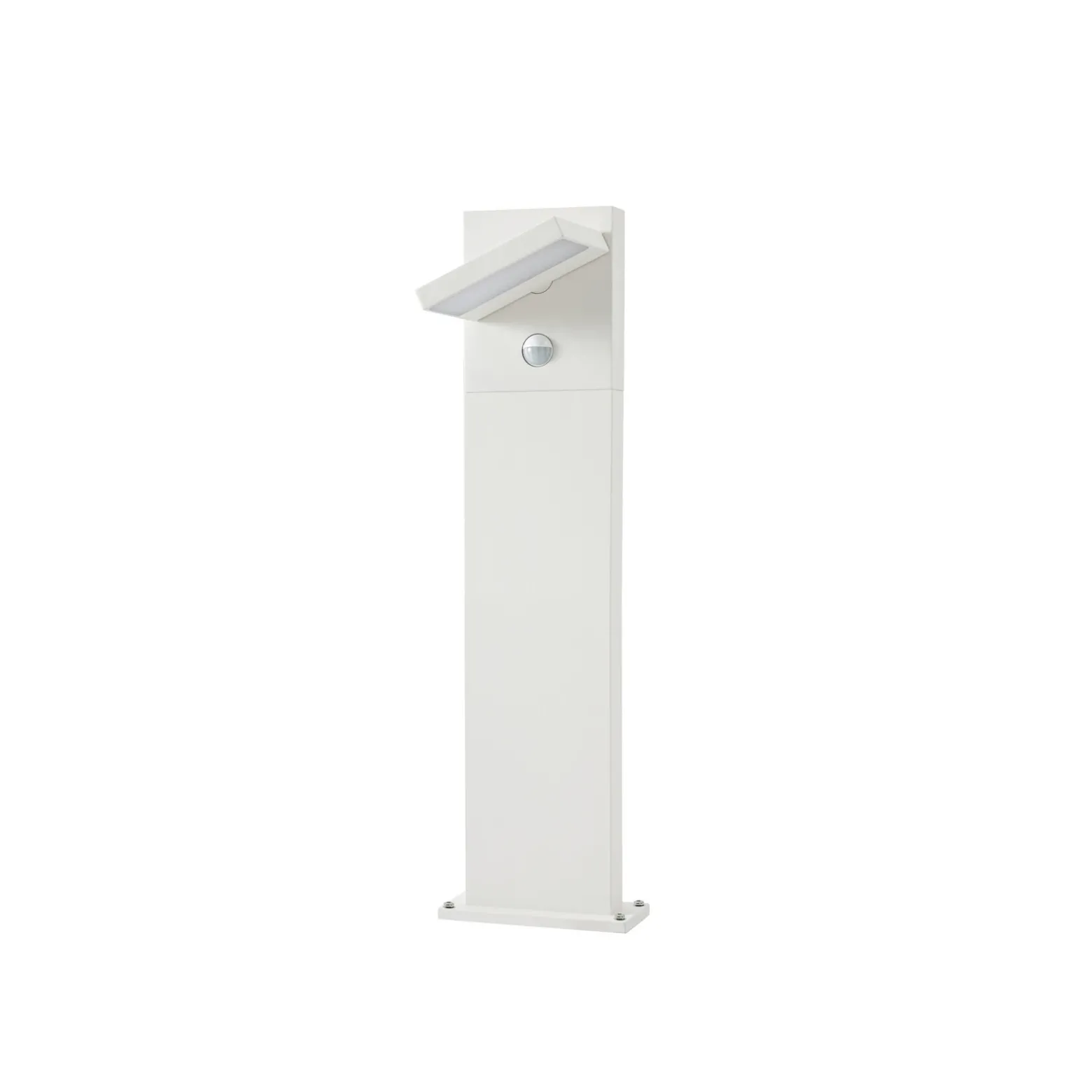 Bolardo luminoso LED Lucande Silvan, blanco, 65 cm, con sensor, IP54