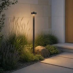 Bolardo luminoso LED Lucande Nirella, 100 cm, negro, CCT, IP65