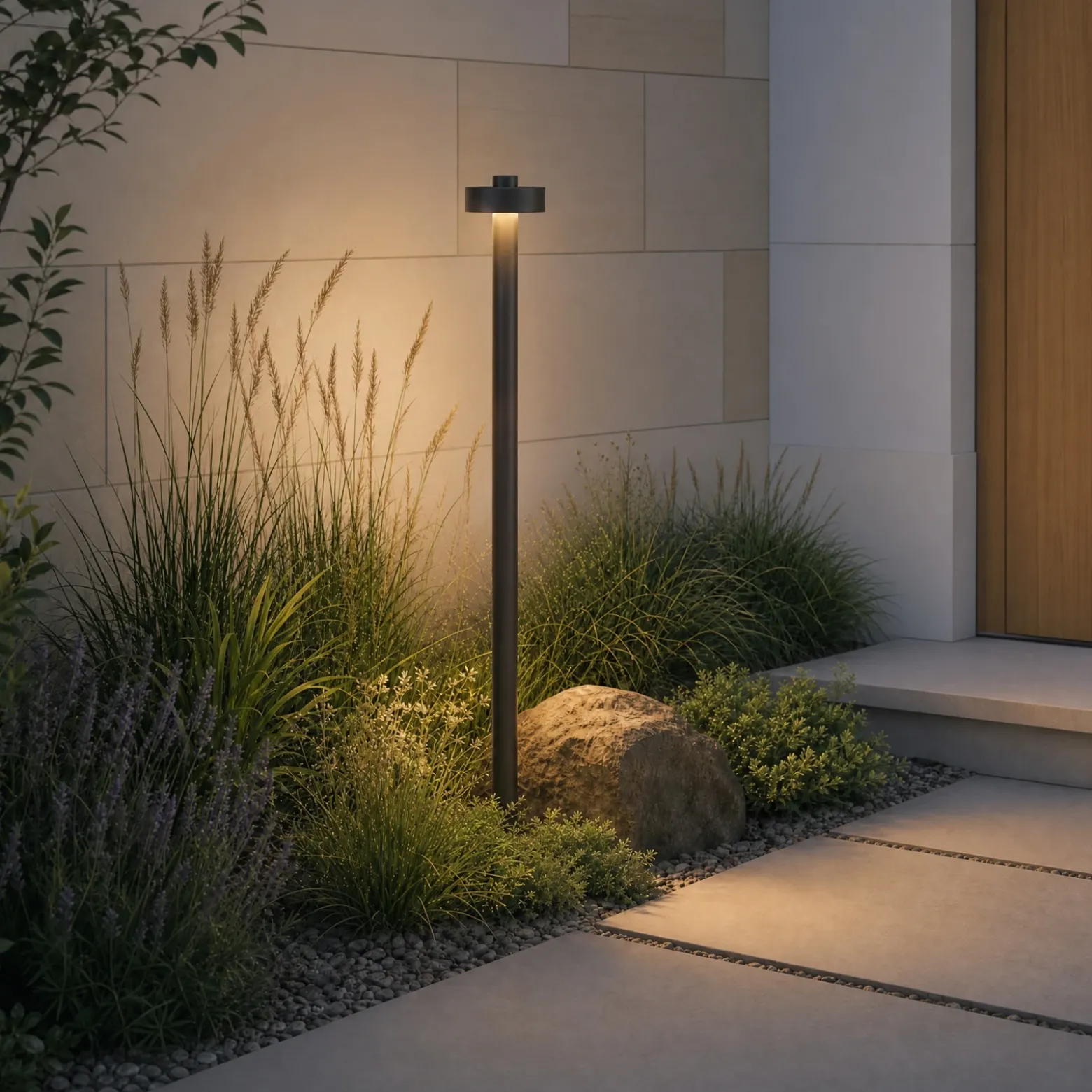 Bolardo luminoso LED Lucande Nirella, 100 cm, negro, CCT, IP65