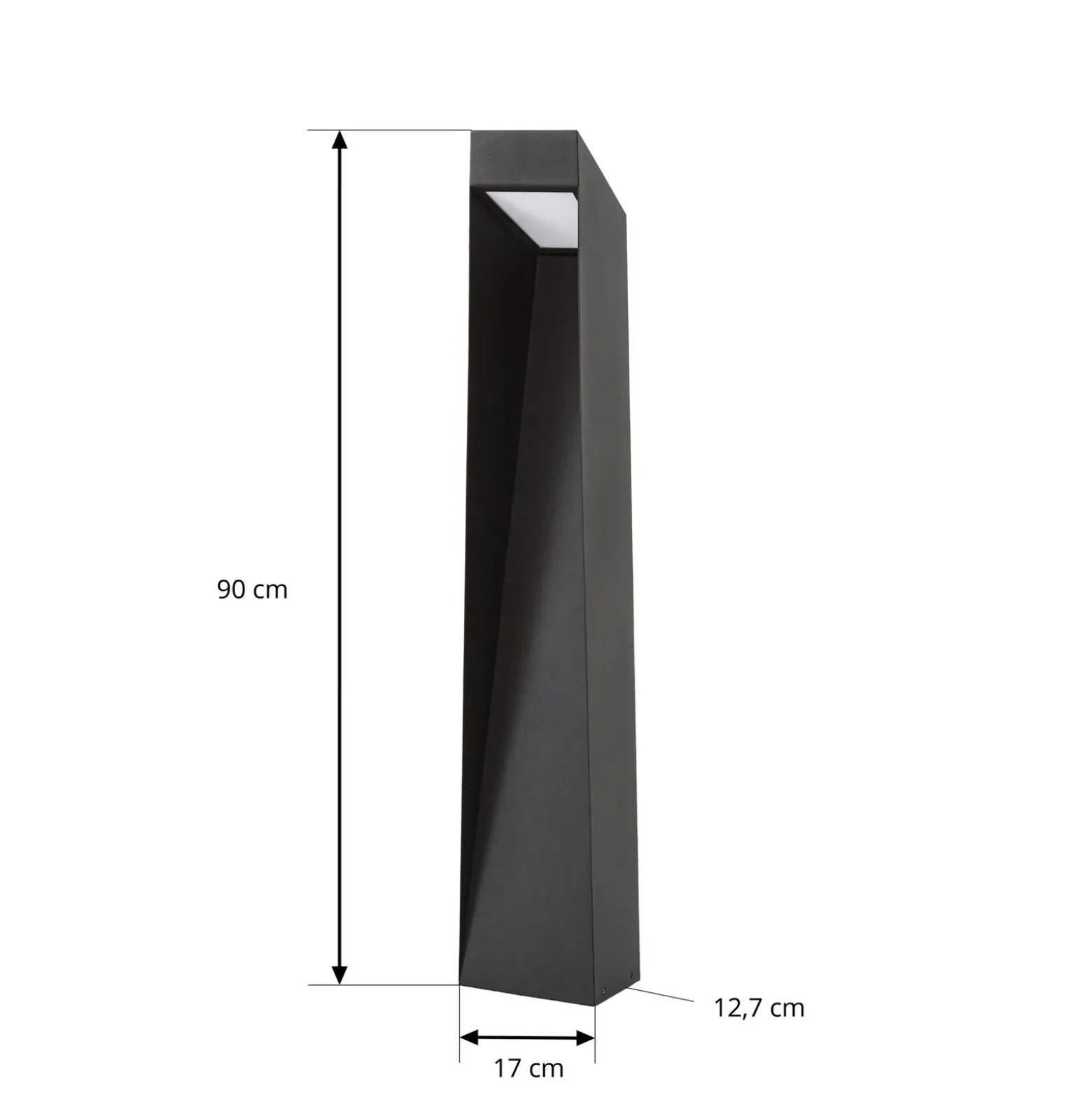 Bolardo luminoso LED Lucande Louran, altura 90 cm, negra, luz hacia