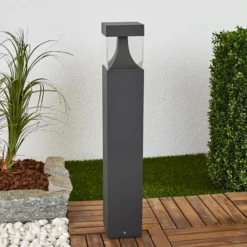 Bolardo luminoso LED Lucande Egon, altura 65 cm, gris grafito, IP54