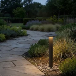 Bolardo luminoso LED Lucande Haloa, negro, altura 50 cm, IP54