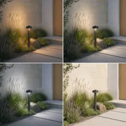 Bolardo luminoso LED Lucande Nirella, 60 cm, negra, CCT, IP65