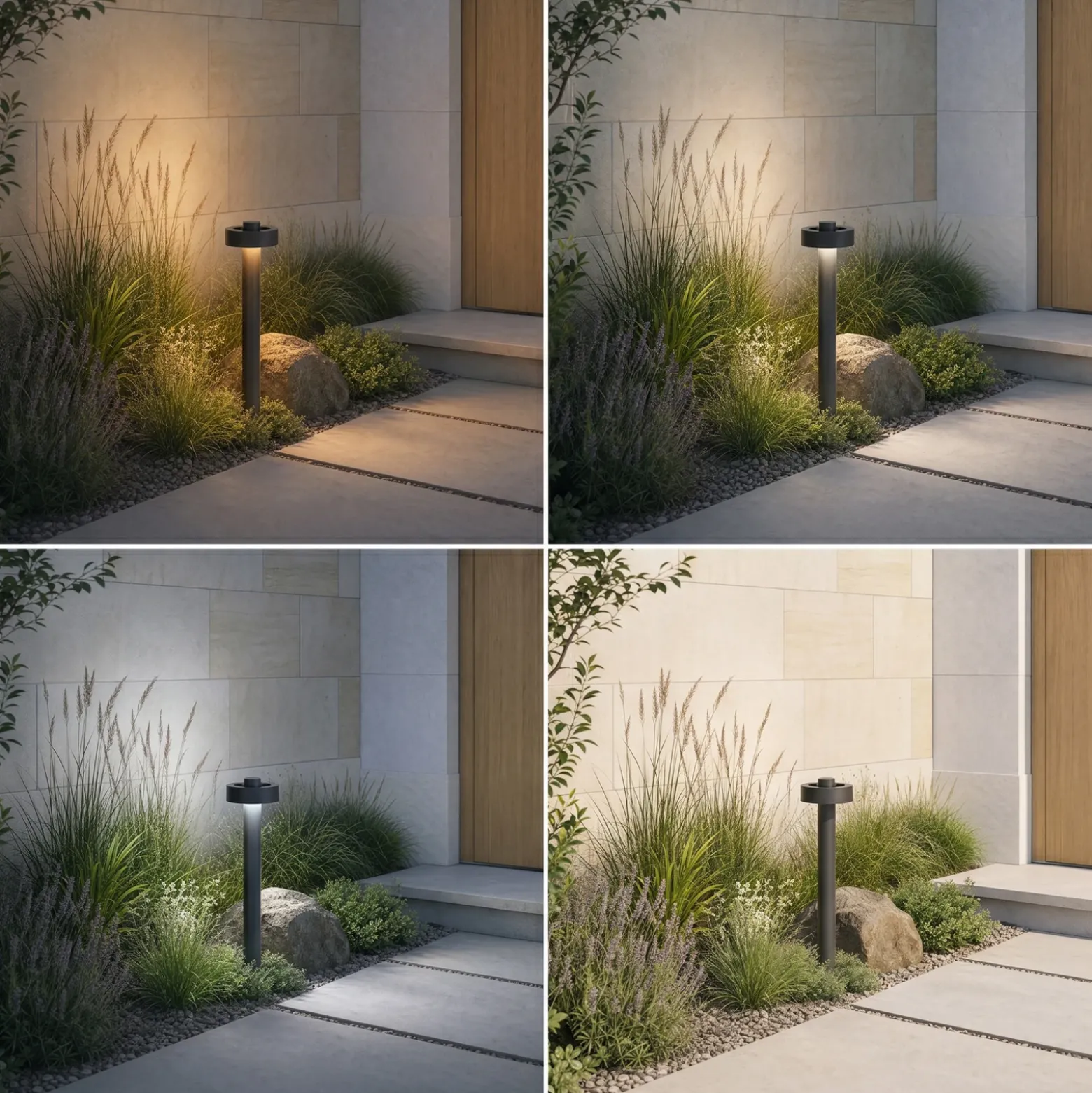 Bolardo luminoso LED Lucande Nirella, 60 cm, negra, CCT, IP65