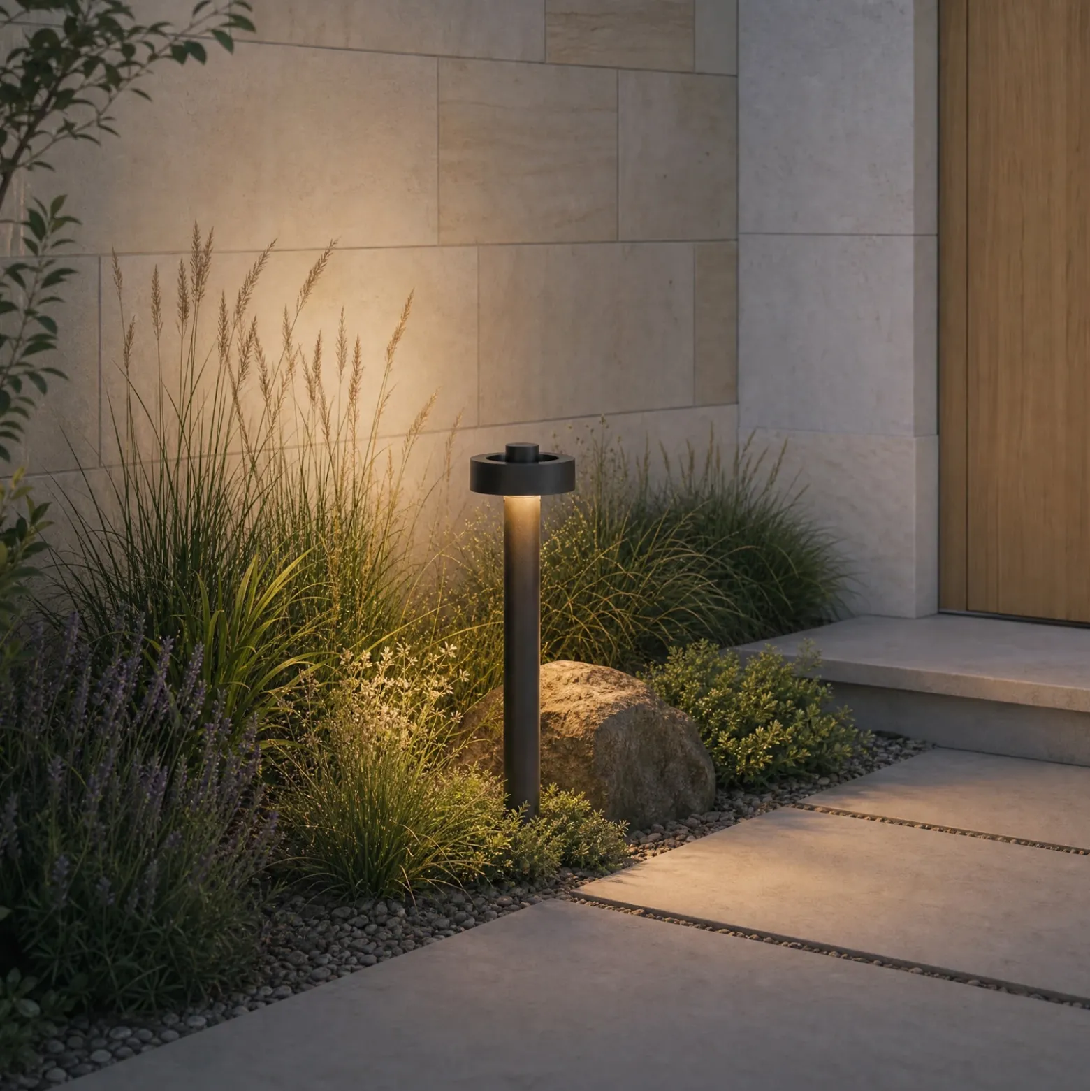 Bolardo luminoso LED Lucande Nirella, 60 cm, negra, CCT, IP65
