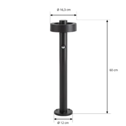 Bolardo luminoso LED Lucande Nirella, 60 cm, negro, CCT, con sensor