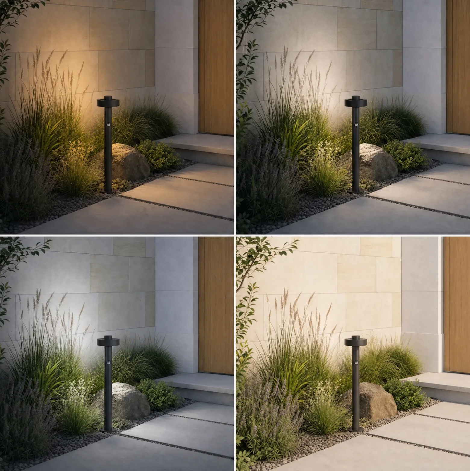 Bolardo luminoso LED Lucande Nirella, 60 cm, negro, CCT, con sensor