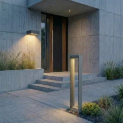 Bolardo luminoso LED Lucande Ashkan, altura 60 cm, antracita, IP65