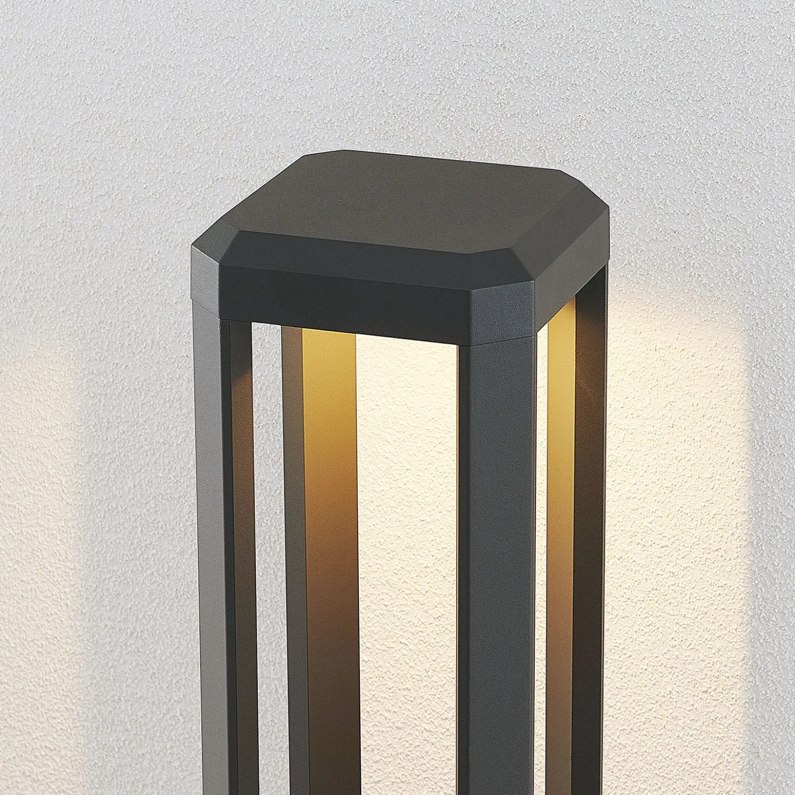 Bolardo luminoso LED Lucande Fery, antracita, metal, 80 cm, IP65