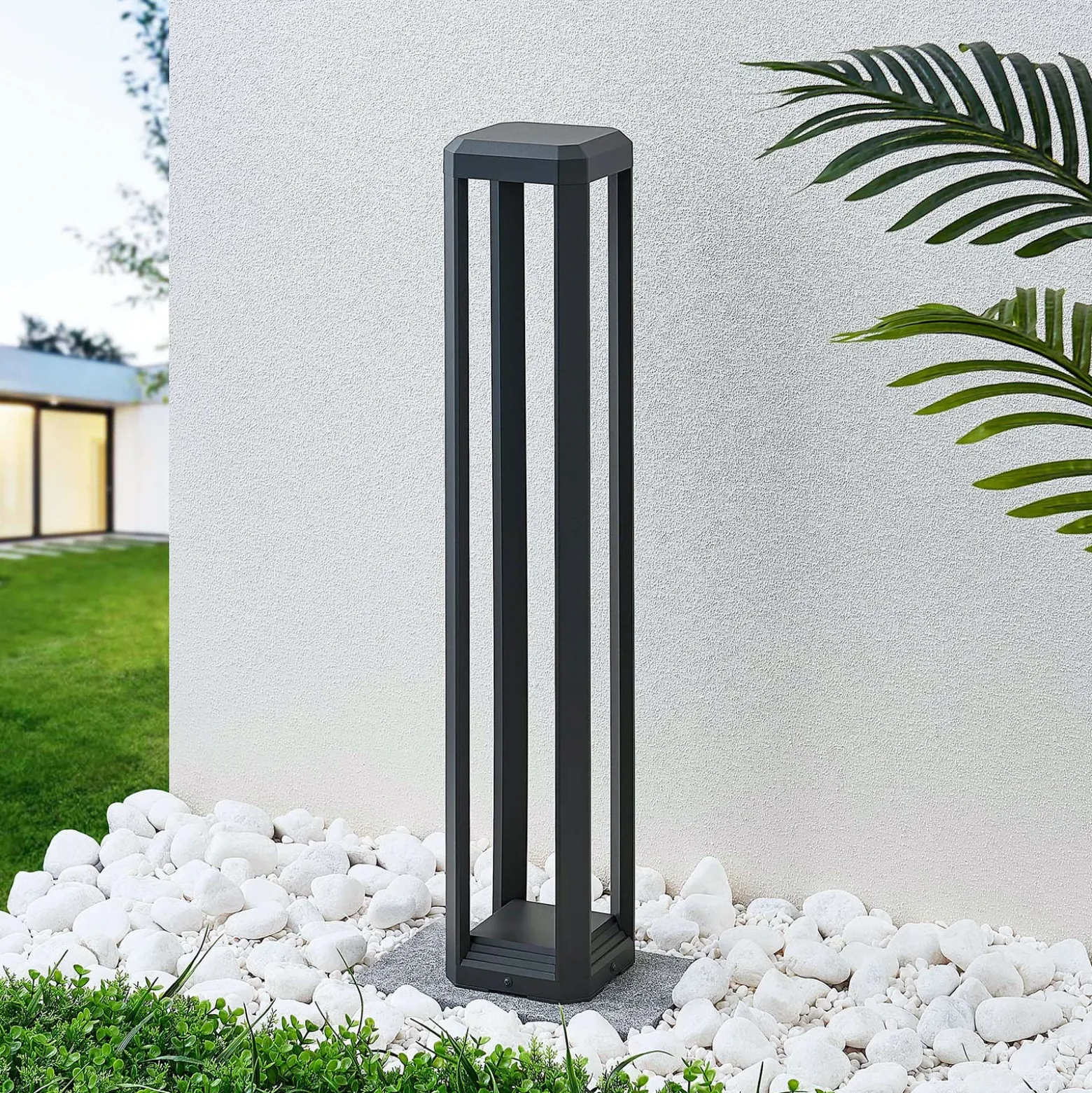 Bolardo luminoso LED Lucande Fery, antracita, metal, 80 cm, IP65