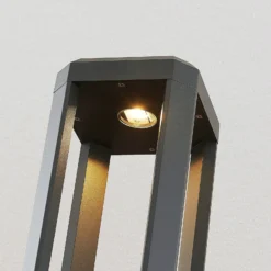 Bolardo luminoso LED Lucande Fery, antracita, metal, 80 cm, IP65