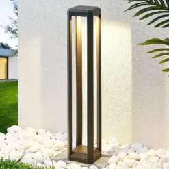 Bolardo luminoso LED Lucande Fery, antracita, metal, 80 cm, IP65