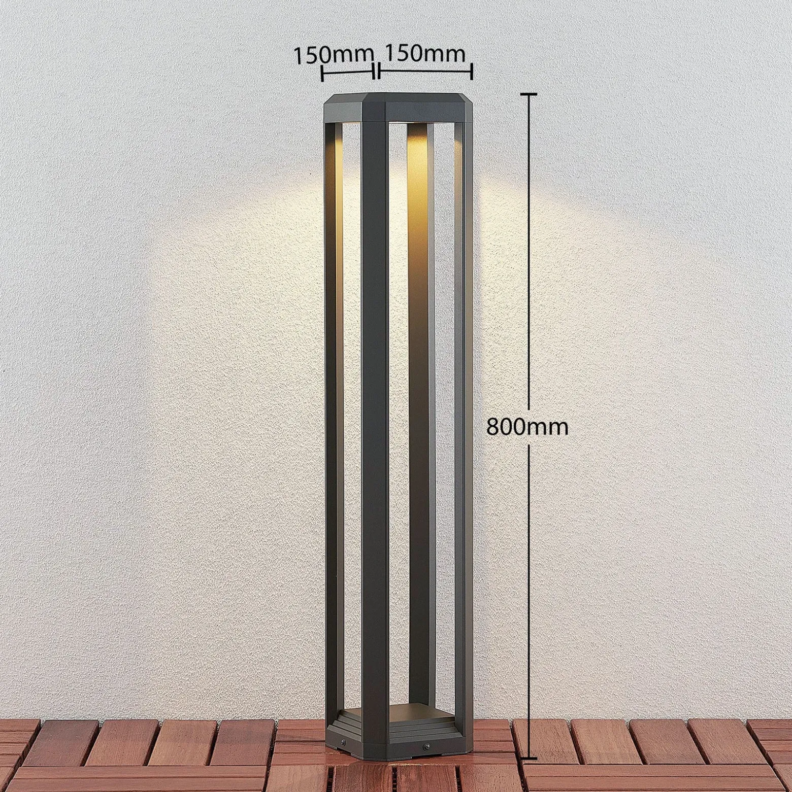 Bolardo luminoso LED Lucande Fery, antracita, metal, 80 cm, IP65