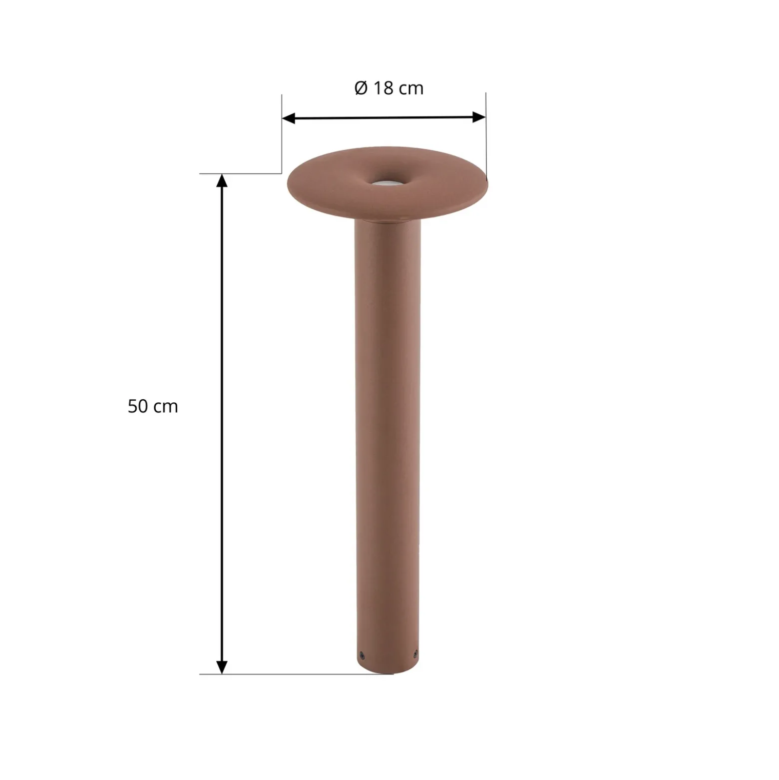 Bolardo luminoso LED Lucande Haloa, marrón/óxido, altura 50 cm, IP54