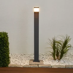 Bolardo luminoso LED Lucande Timm, 100 cm, antracita, metal, IP54