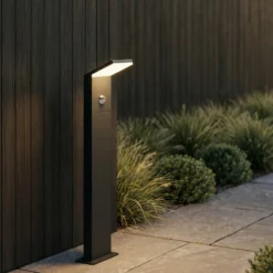 Bolardo luminoso LED Lucande Nevio, con sensor, 60 cm, antracita