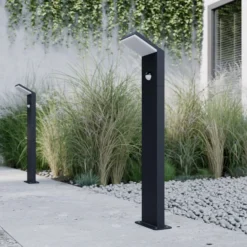 Bolardo luminoso LED Lucande Nevio, con sensor, 60 cm, antracita