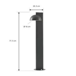 Bolardo luminoso LED Lucande Velira, negro, 77 cm, 1 luz, IP44