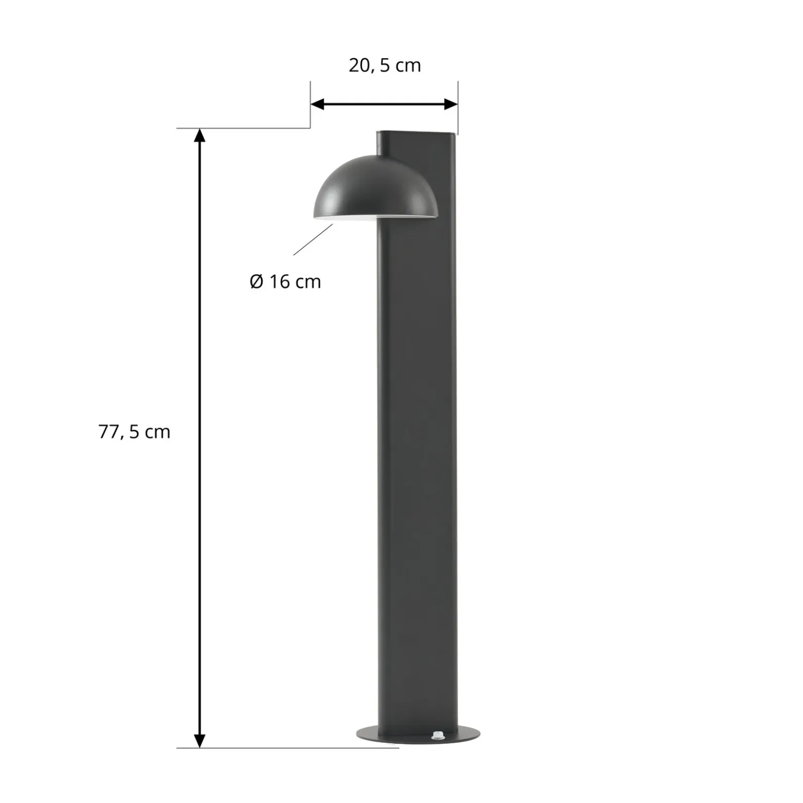 Bolardo luminoso LED Lucande Velira, negro, 77 cm, 1 luz, IP44