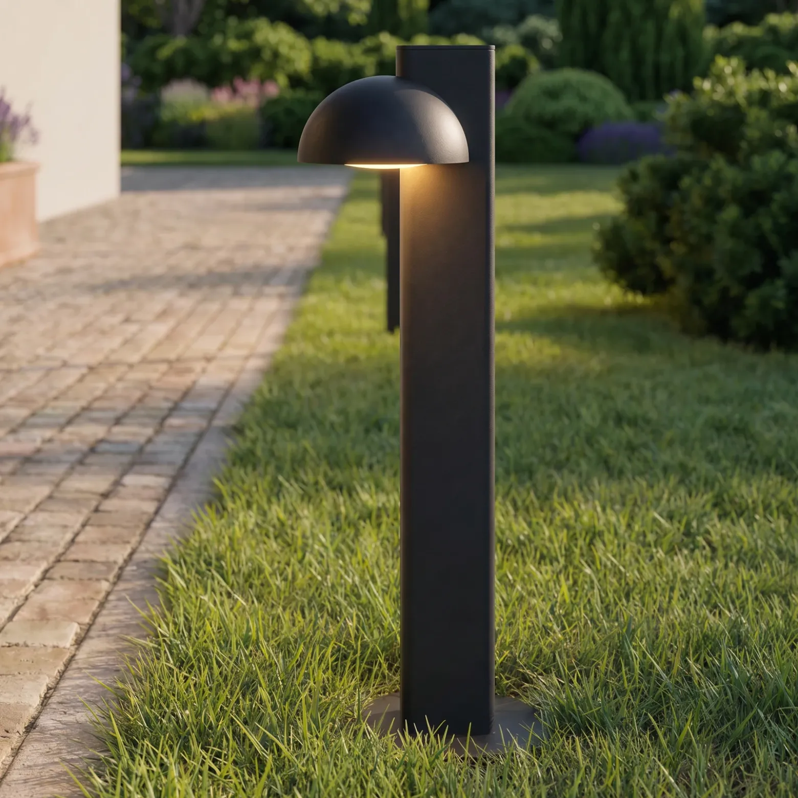 Bolardo luminoso LED Lucande Velira, negro, 77 cm, 1 luz, IP44