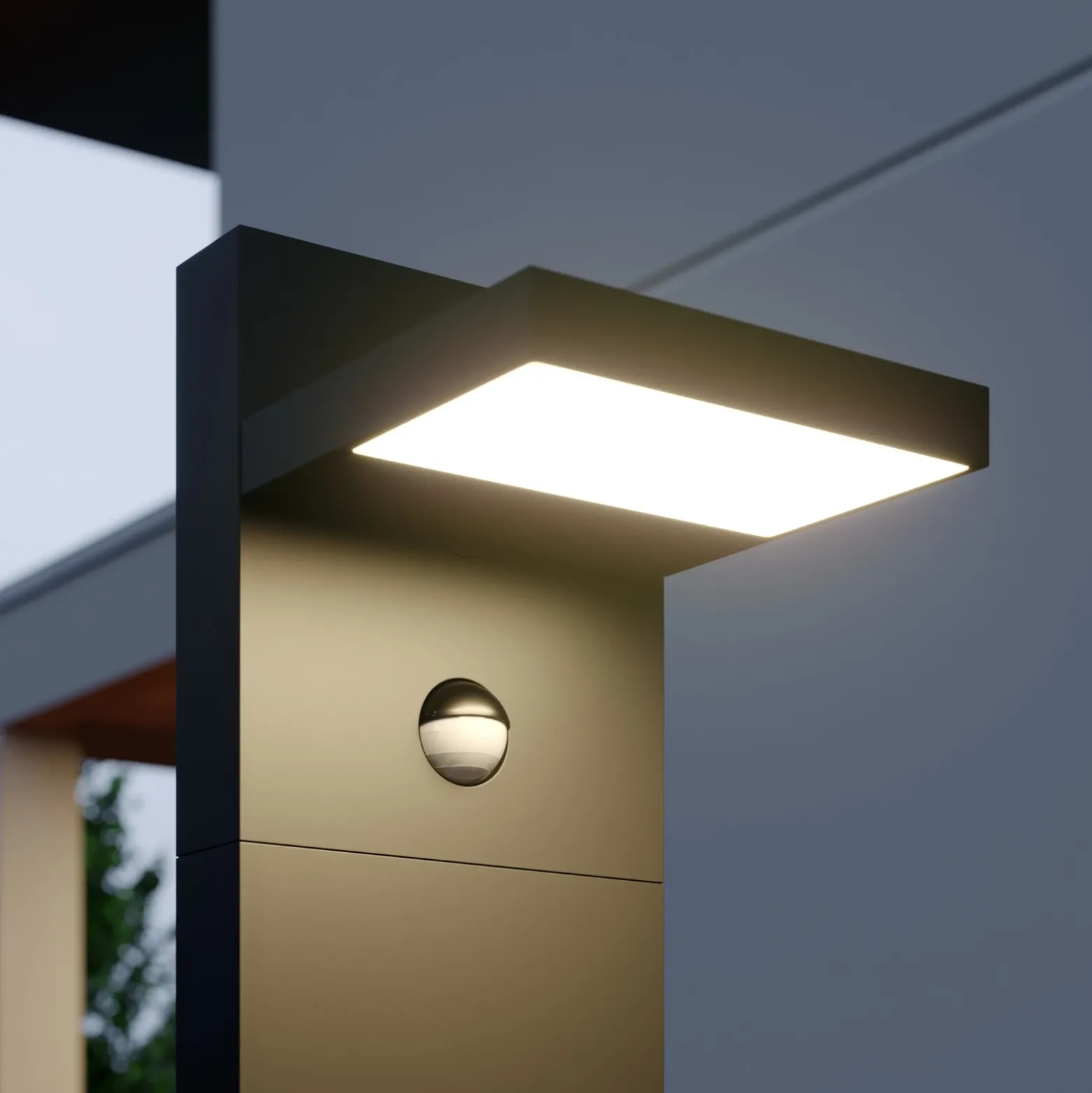 Bolardo luminoso LED Lucande Silvan, color antracita, 100 cm, con sensor