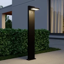 Bolardo luminoso LED Lucande Silvan, color antracita, 100 cm, con sensor