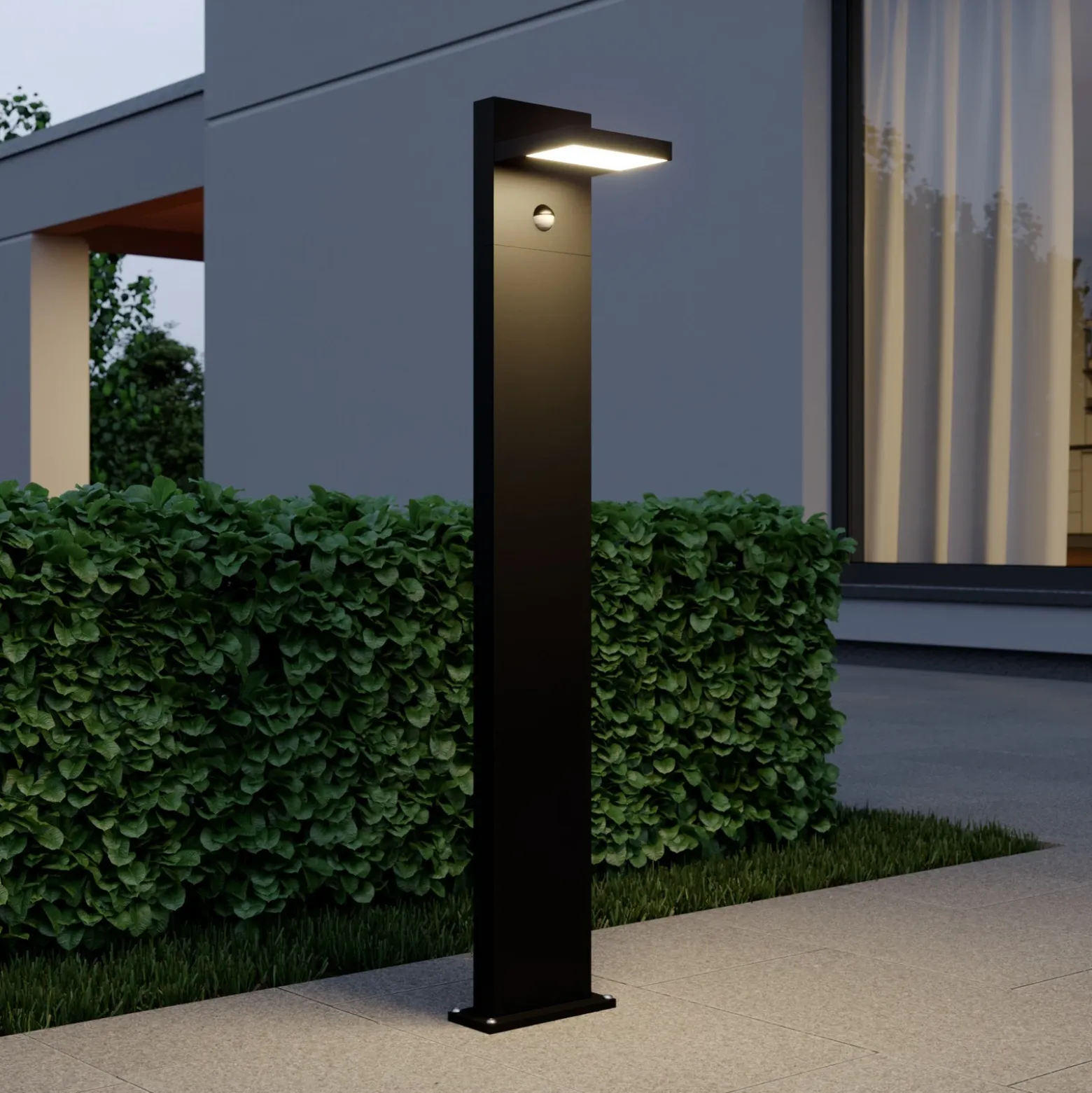 Bolardo luminoso LED Lucande Silvan, color antracita, 100 cm, con sensor