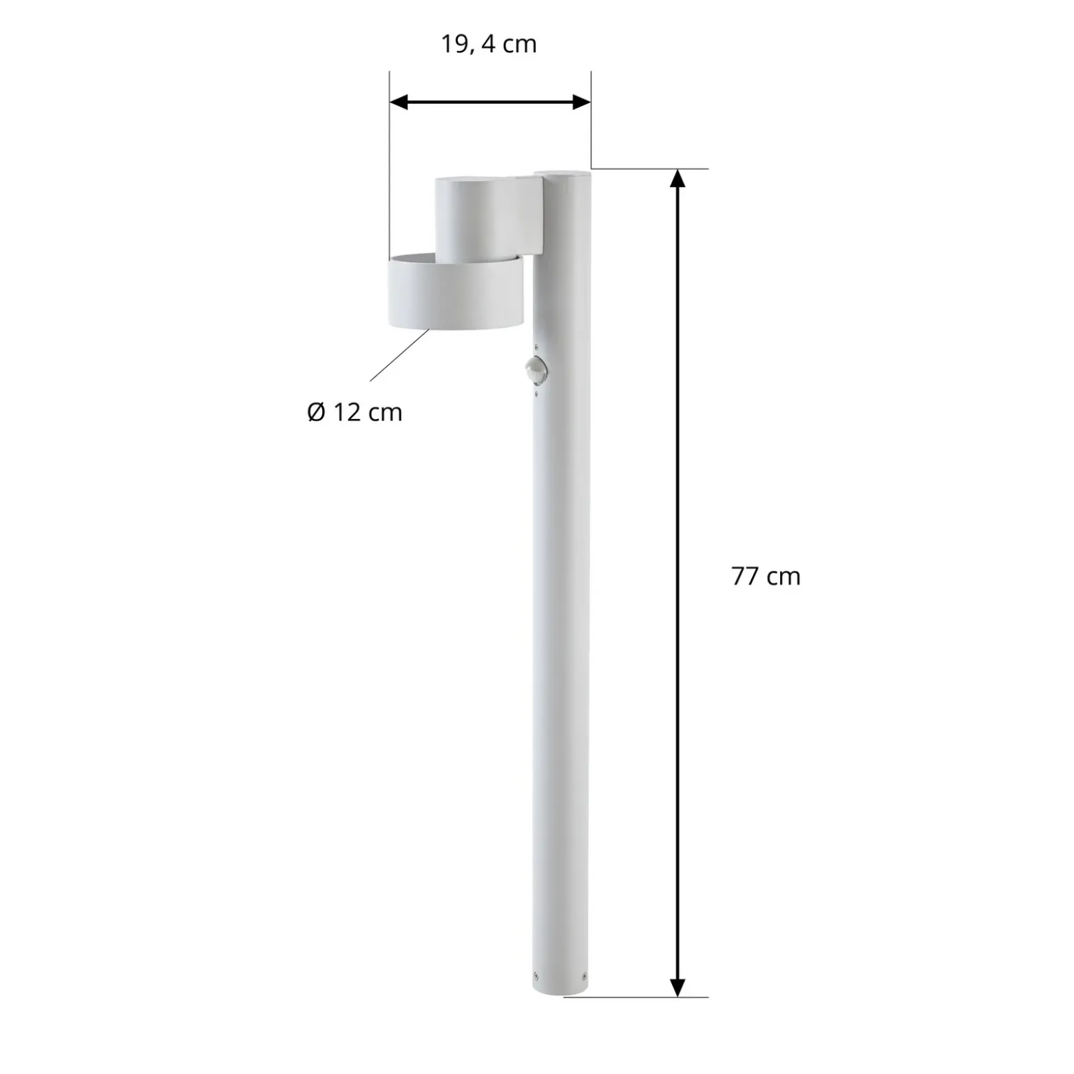 Bolardo luminoso LED Lucande Elune, gris claro, con sensor, IP44, 77 cm