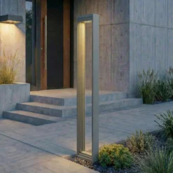 Bolardo luminoso LED Lucande Ashkan, altura 80 cm, antracita, IP65