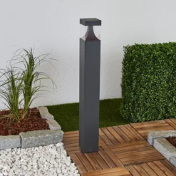 Bolardo luminoso LED Lucande Egon, altura 90 cm, gris grafito, IP54