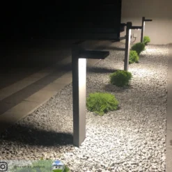 Bolardo luminoso LED Lucande Silvan, antracita, 65 cm, con sensor