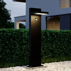 Bolardo luminoso LED Lucande Silvan, antracita, 65 cm, con sensor