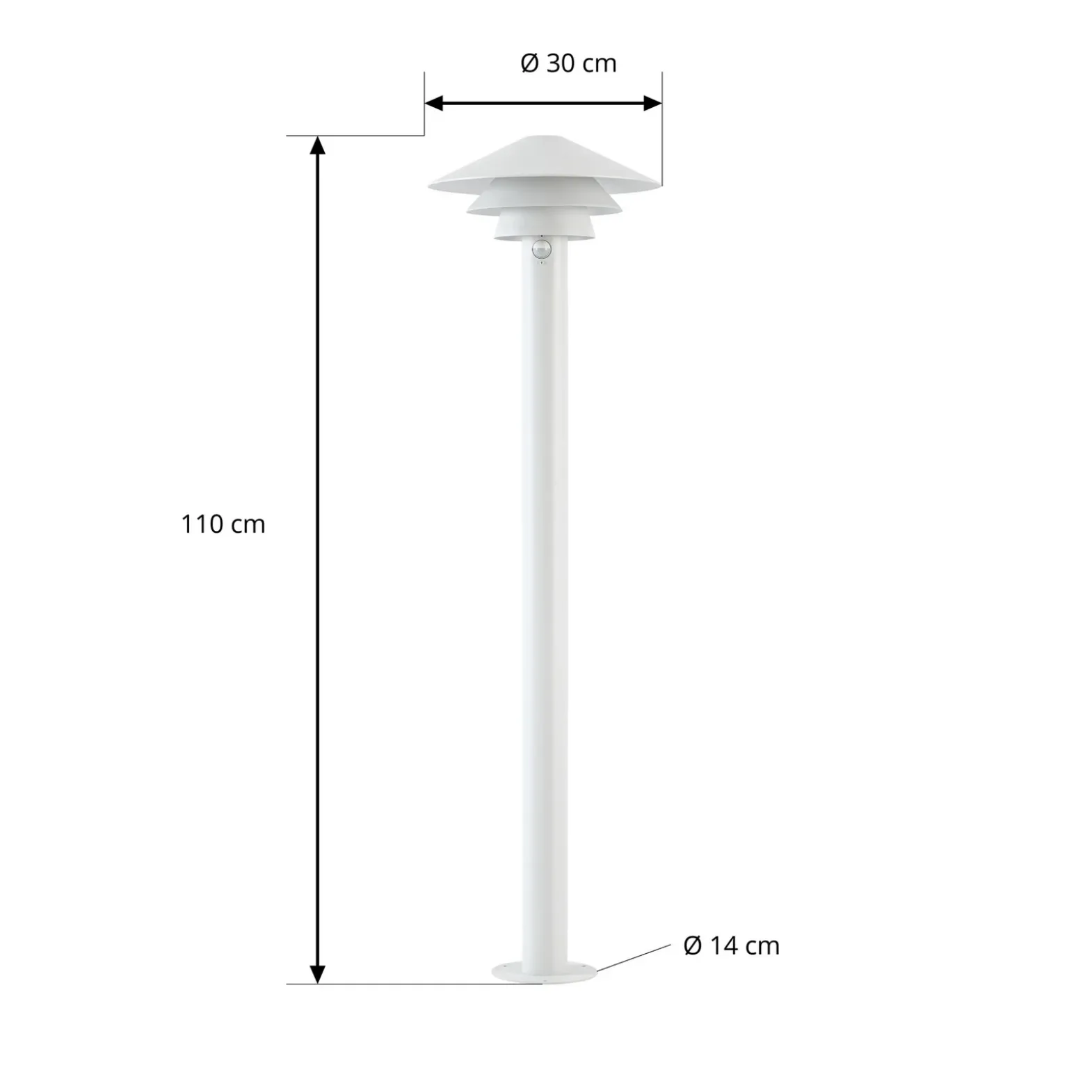 Bolardo luminoso LED Lucande Montaro, 110 cm, blanco, con sensor