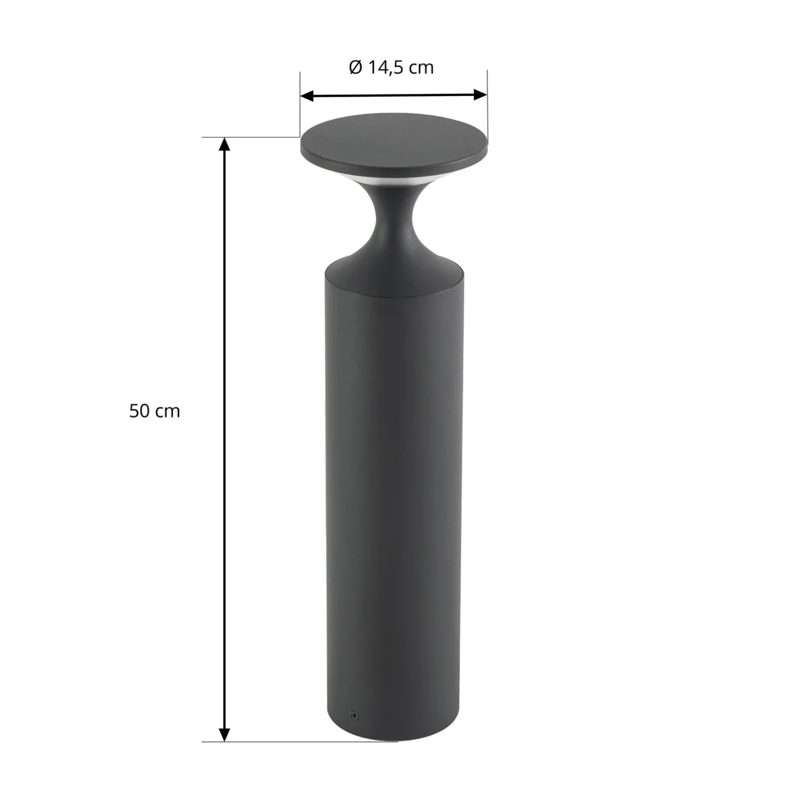 Bolardo luminoso LED Lucande Navor, altura 50 cm, negra, IP65