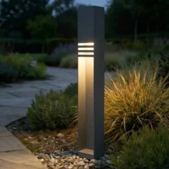 Bolardo luminoso LED Lucande Oxido, antracita, altura 80 cm, IP44