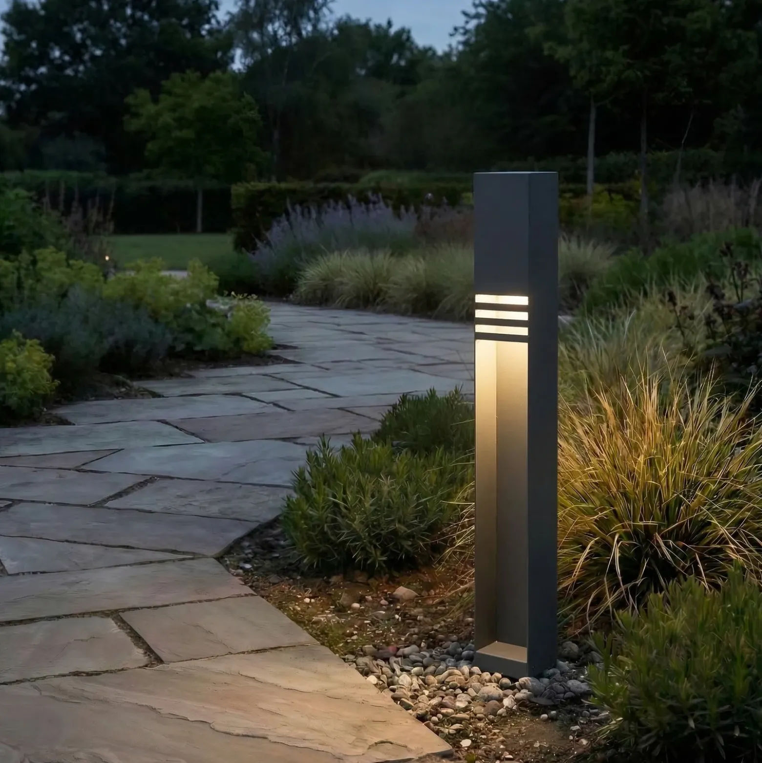 Bolardo luminoso LED Lucande Oxido, antracita, altura 80 cm, IP44