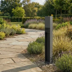 Bolardo luminoso LED Lucande Oxido, antracita, altura 80 cm, IP44