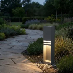 Bolardo luminoso LED Lucande Oxido, antracita, altura 50 cm, IP44