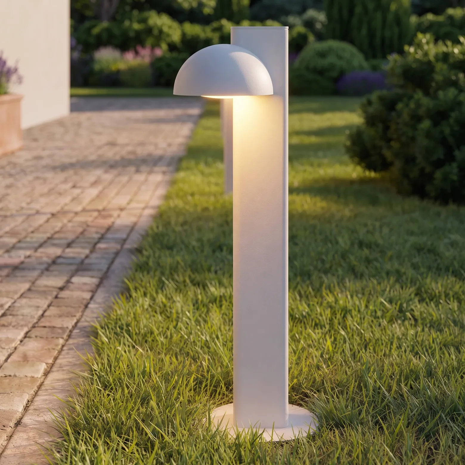 Bolardo luminoso LED Lucande Velira, gris claro, 77 cm, 1 luz, IP44