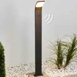 Bolardo luminoso LED Lucande Timm, sensor, 100 cm, antracita, IP54