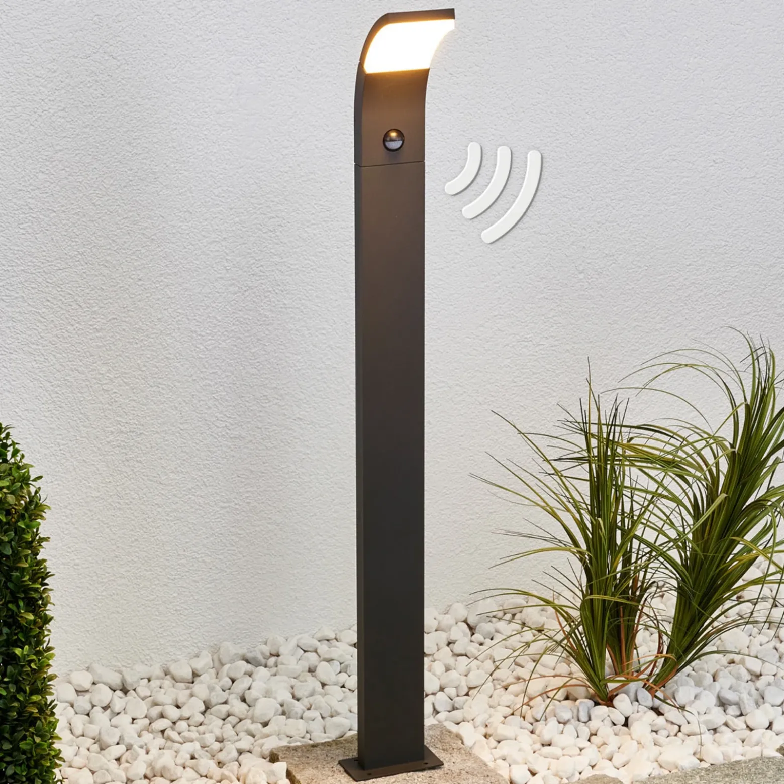 Bolardo luminoso LED Lucande Timm, sensor, 100 cm, antracita, IP54