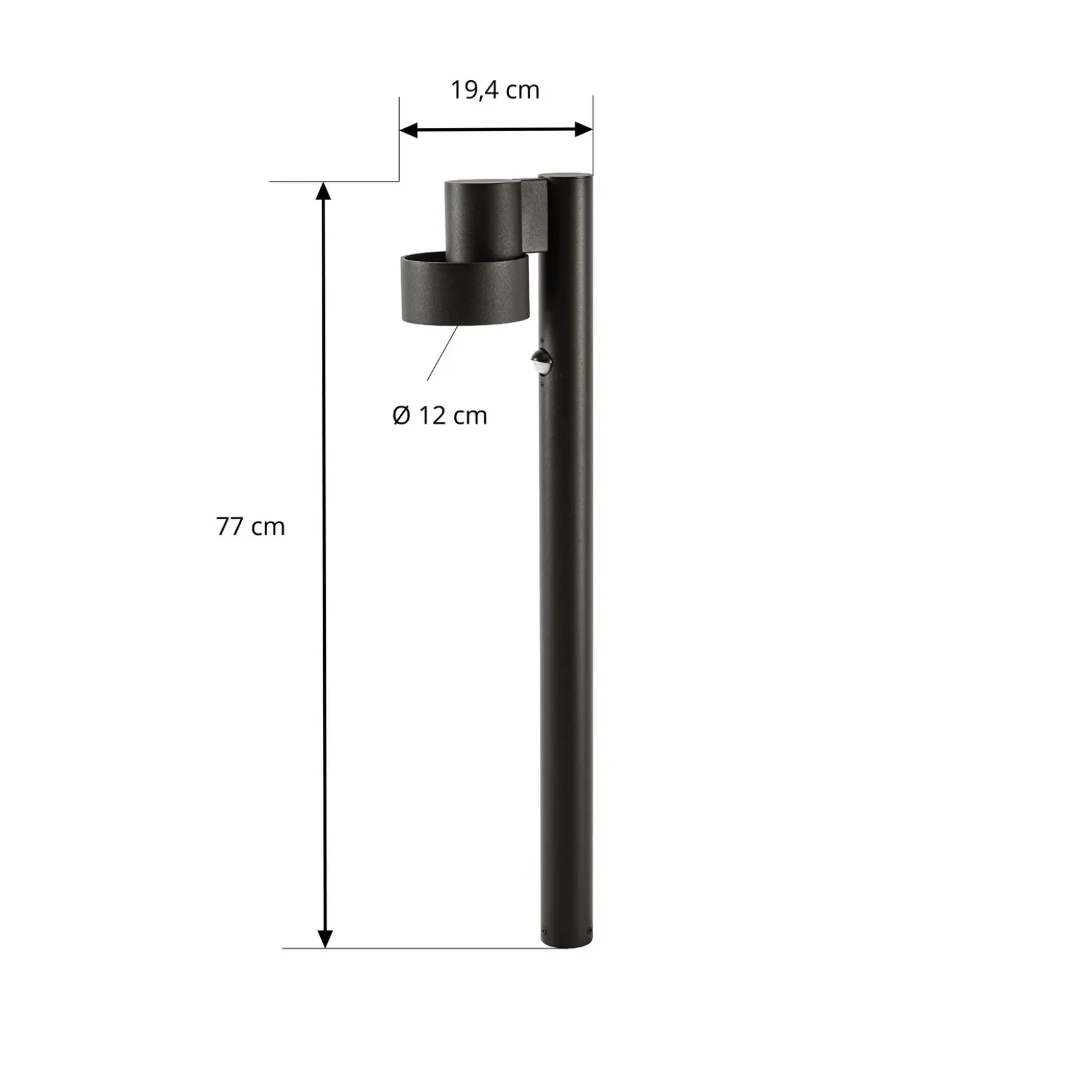 Bolardo luminoso LED Lucande Elune, negro, con sensor, IP44, 77 cm